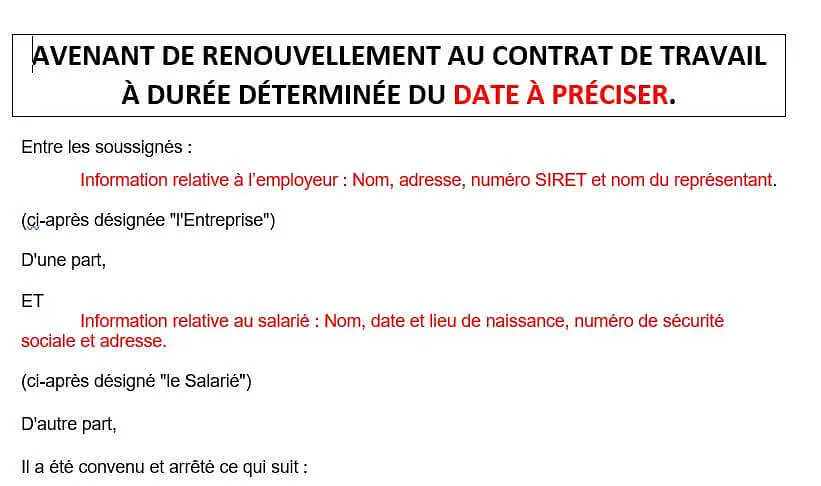 exemple-avenant-renouvellement-cdd