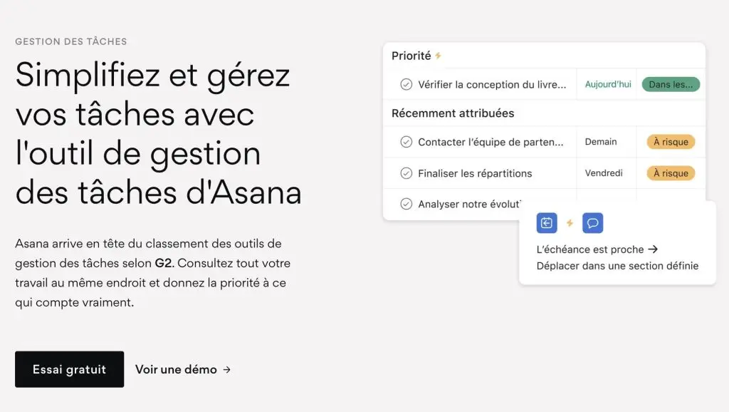 image du logiciel de planning Asana