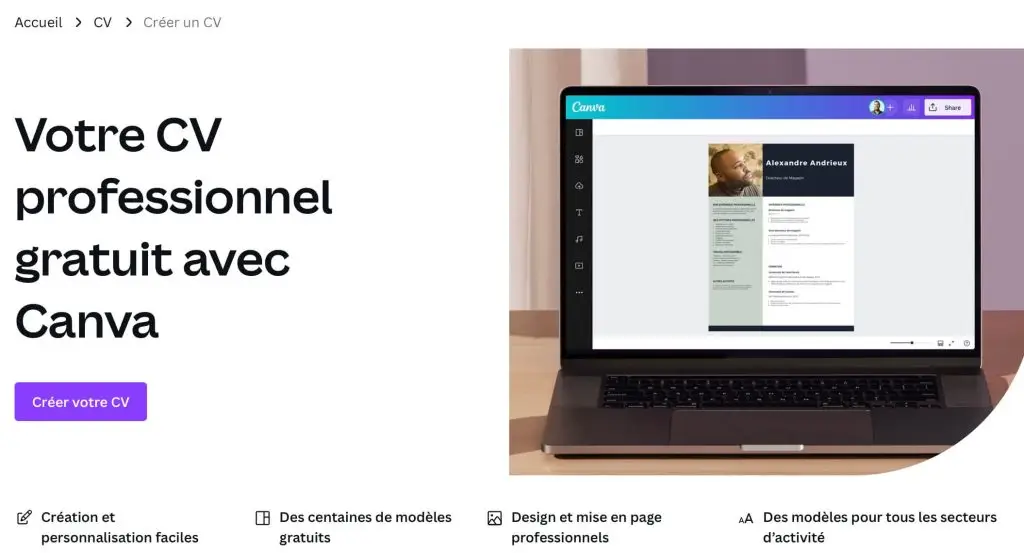 image de logiciel de cv canva