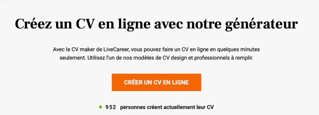 image du logiciel de Cv livecareer