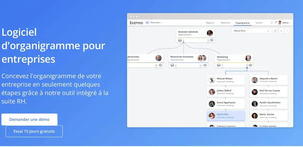 image du logiciel d'organigramme de Bizneo