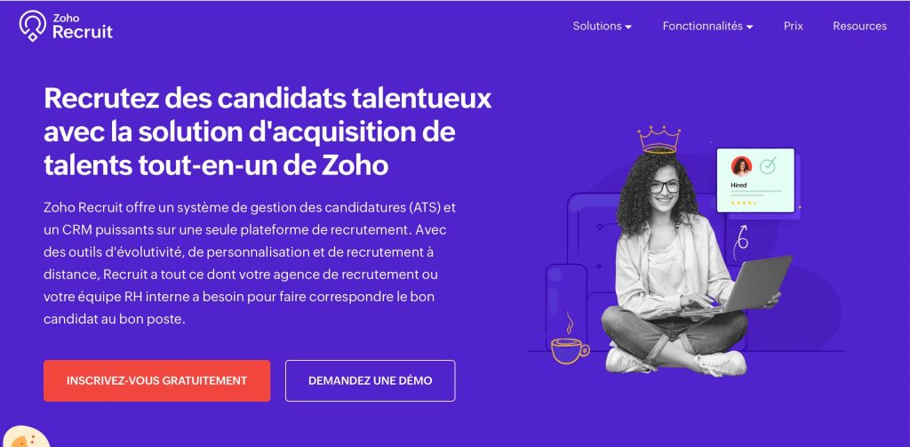 Image du logiciel de recrutement de Zoho recruit