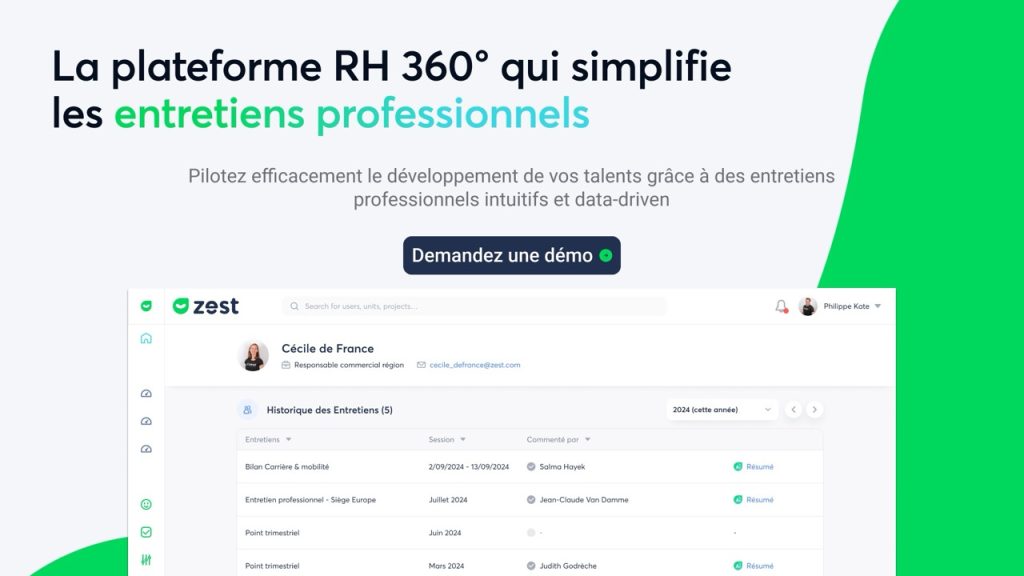 image du logiciel d'entretien professionnel de Zest 