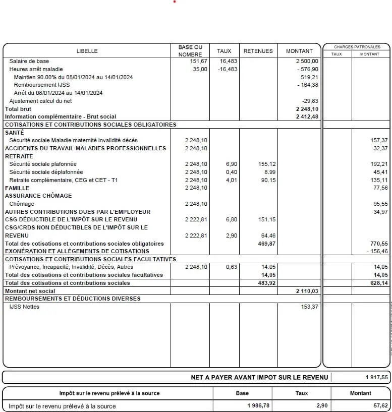 subrogation ijss exemples bulletin paie