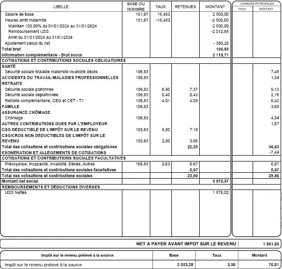 subrogation ijss exemples bulletin paie