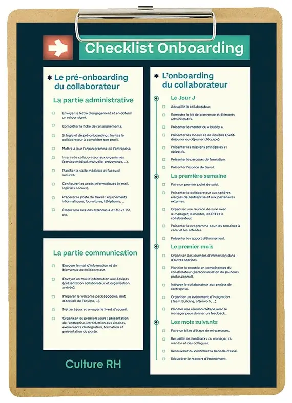 checklist onboarding accueil collaborateur etapes