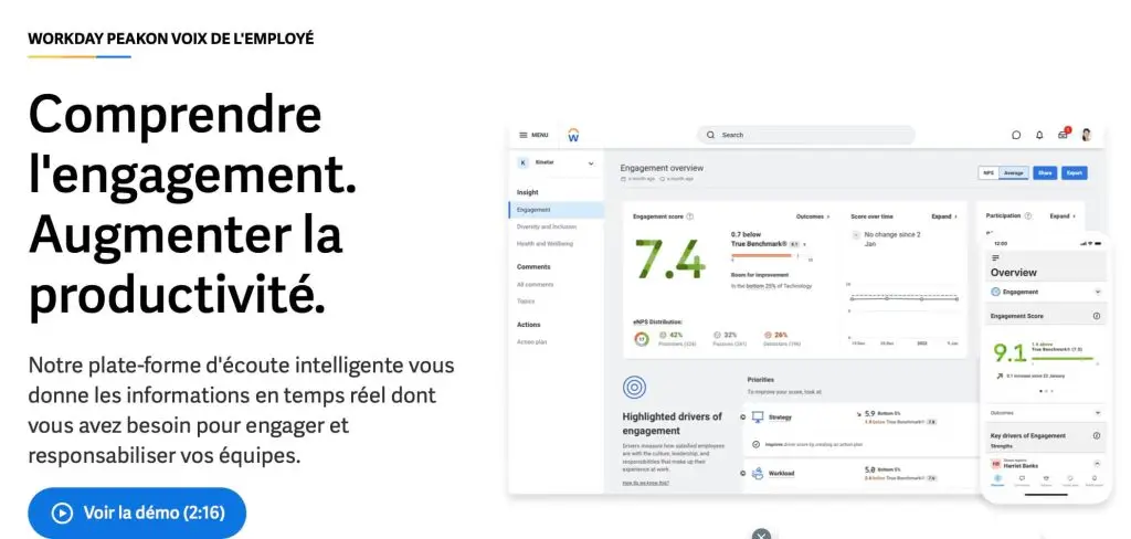 image du logiciel d'avis salarié Workday Peakon