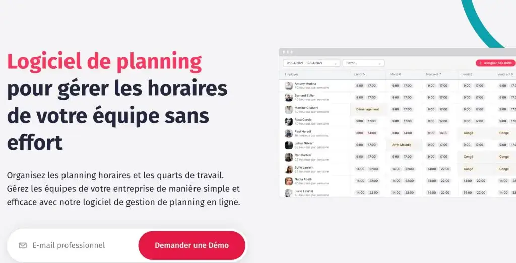 image du logiciel de planning gratuit Factorial