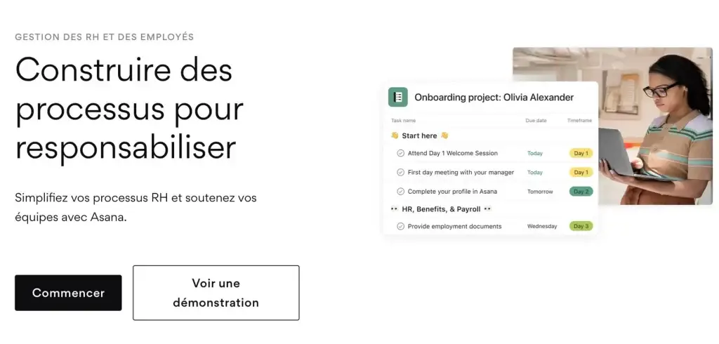 image du logiciel de gestion RH Asana