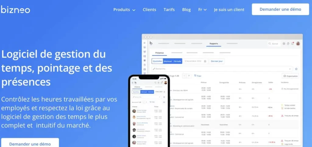 image logiciel de pointage Bizneo