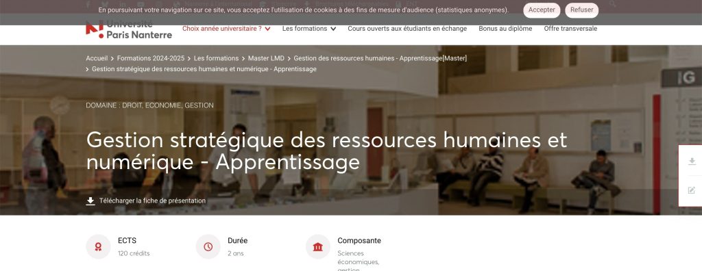 image du master RH en alternance de Paris Nanterre