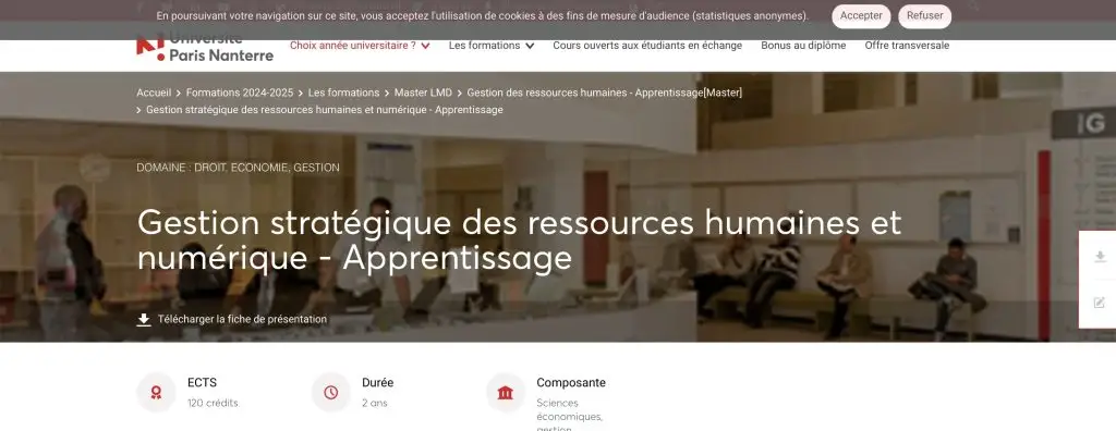 image du master RH en alternance de Paris Nanterre