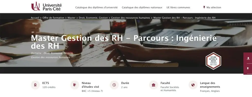 Image de la formation rh de Paris Cité