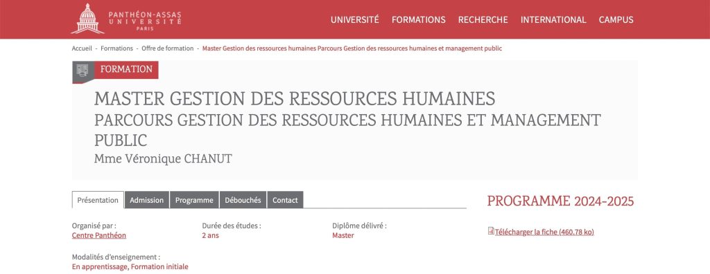 image du master RH en alternance de l'université pantheon assis