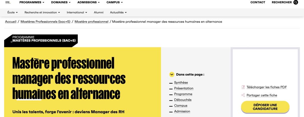 image du Master RH en alternance du CESI