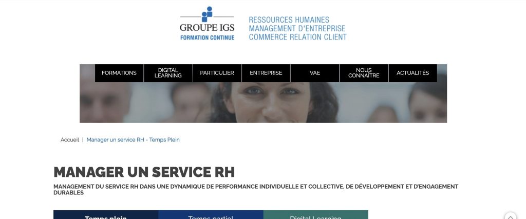 image de la formation rh en reconversion de l'IGS
