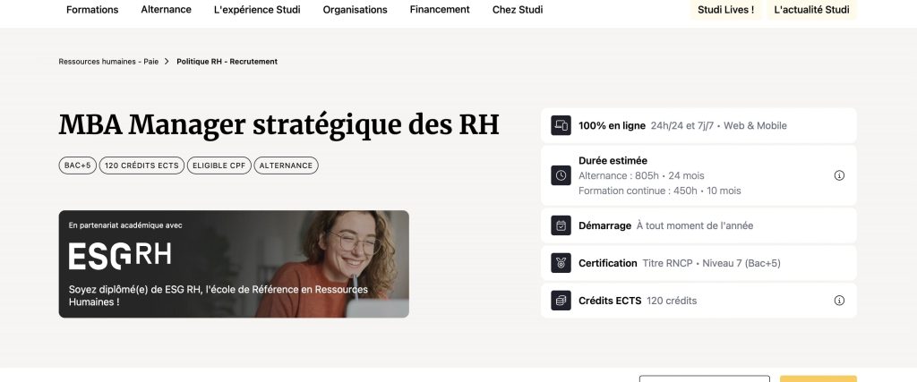 image de la formation rh en reconversion de studi