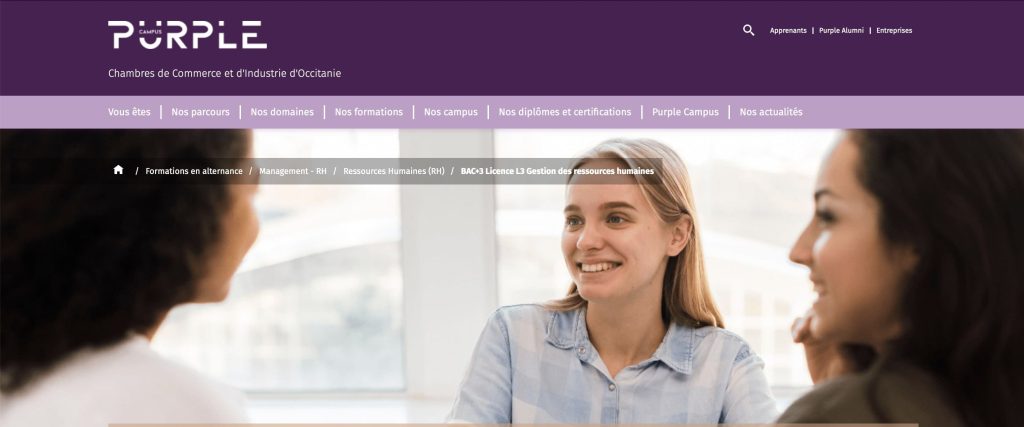 image de la licence RH en alternance purple campus Albi