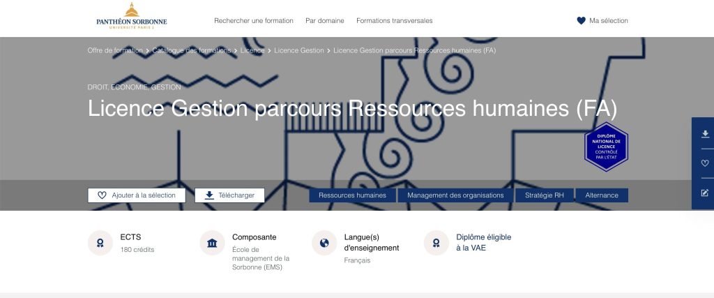 image de la licence RH enb alternance de La Sorbonne