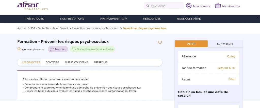 image de la formation RPS de l'AFNOR