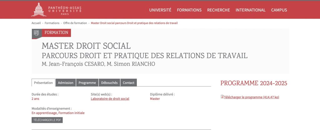 formation juriste de Paris Assas