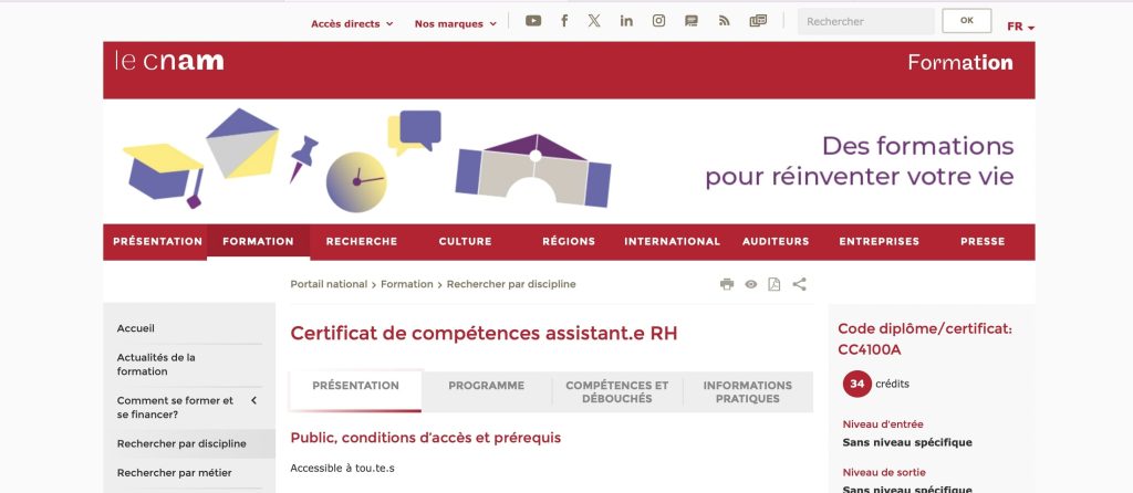 formation rh certifiante du cnam