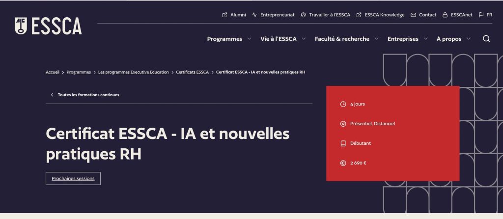 formation rh certifiante de l'ESSCA