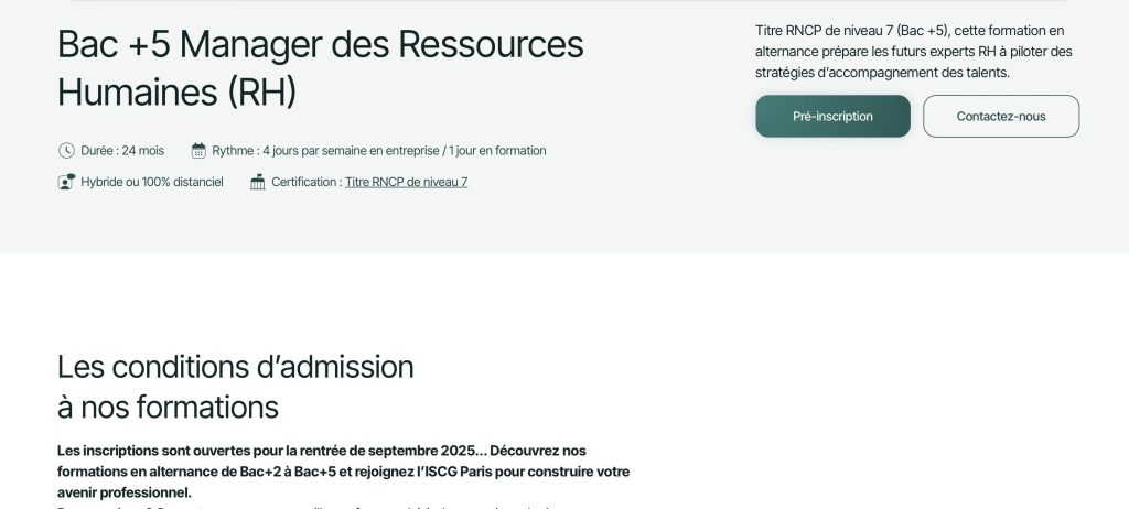Formation pour devenir DRH de l'ISCG