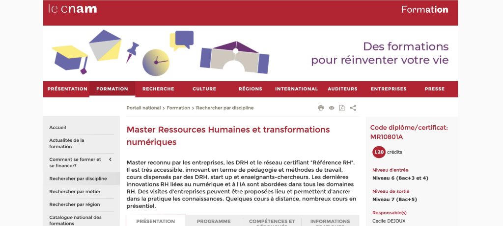 Master RH à distance du CNAM