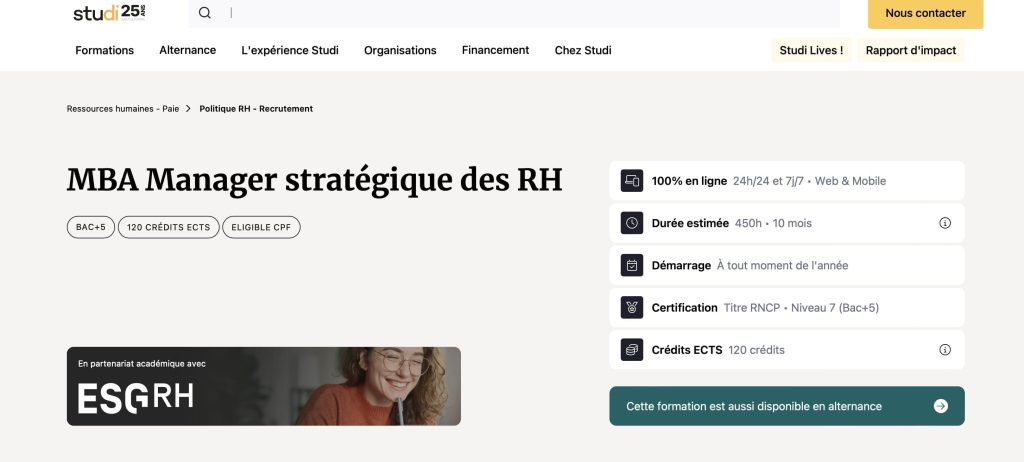 Master RH à distance de Studi