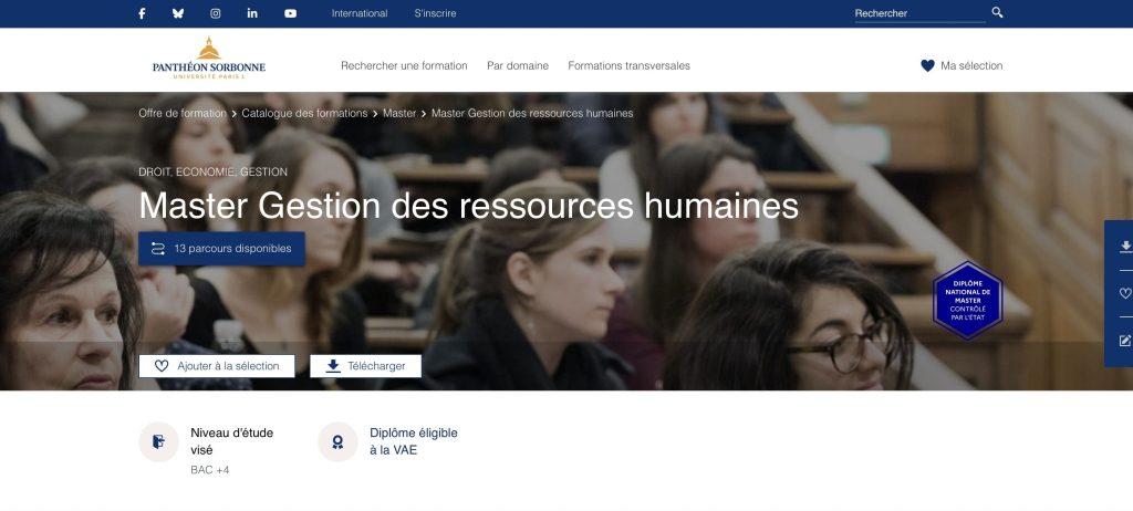 Formation pour devenir DRH de La Sorbonne