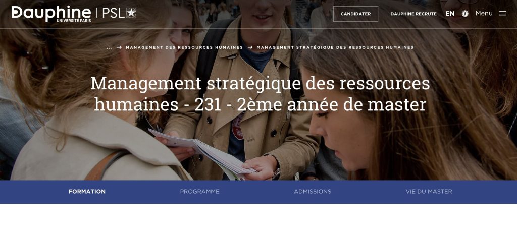 formation pour devenir DRH de Paris Dauphine