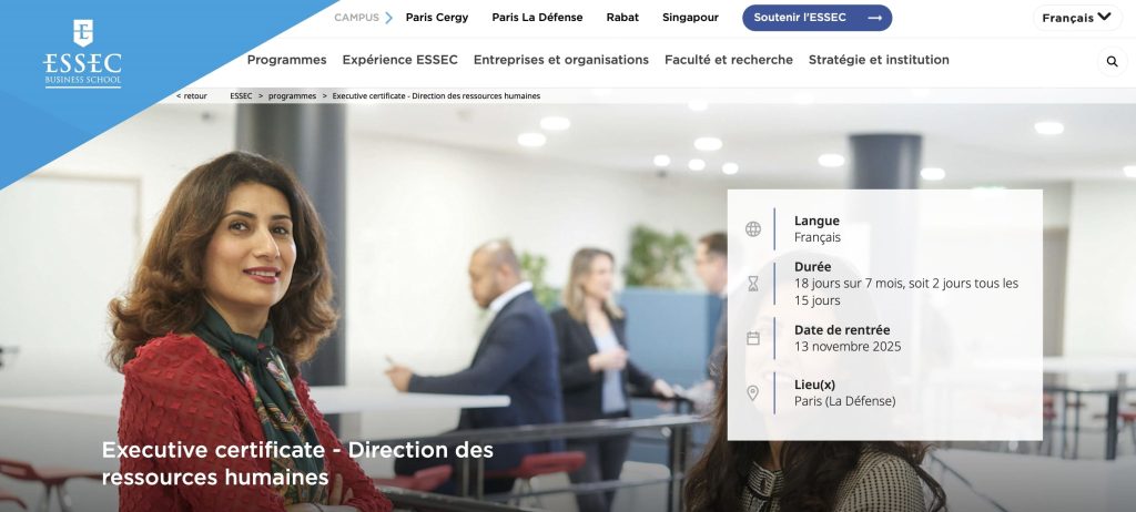 formation pour devenir DRH Essec