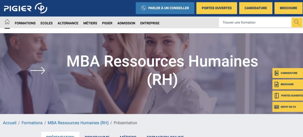 formation pour devenir DRH de Pigier