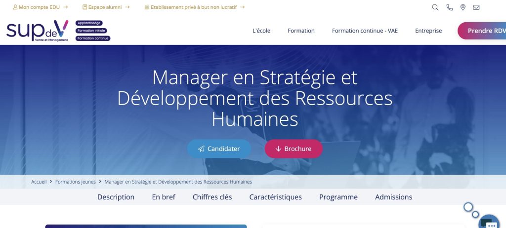 Formation pour devenir DRH sup de v