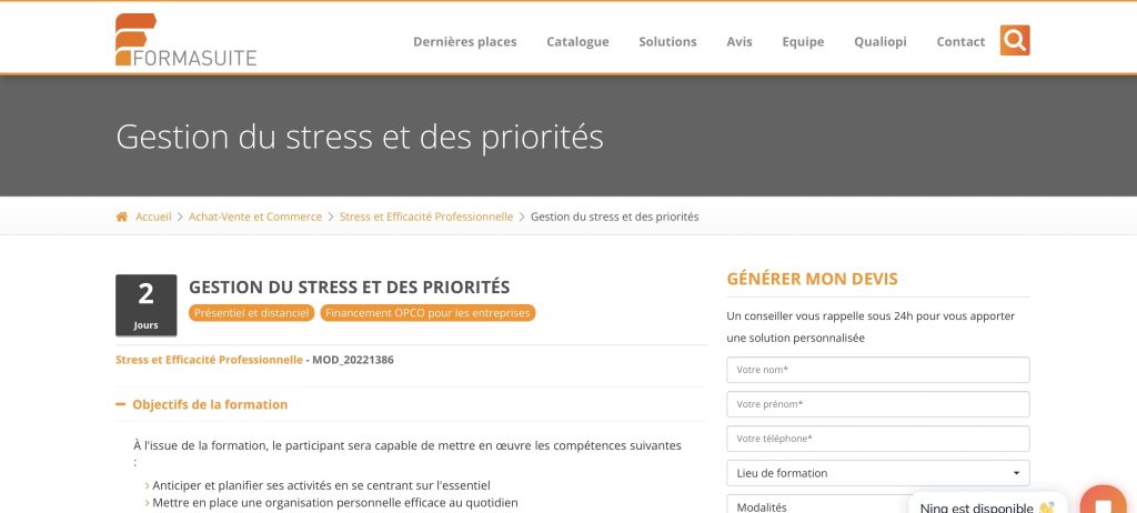 formation gestion du stress de Formasuite