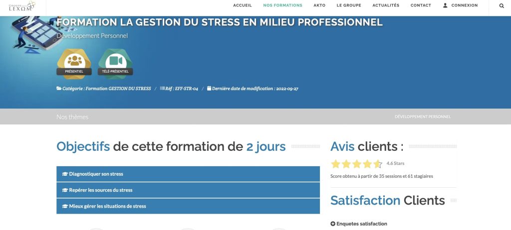 formation gestion du stress du groupe Lexom