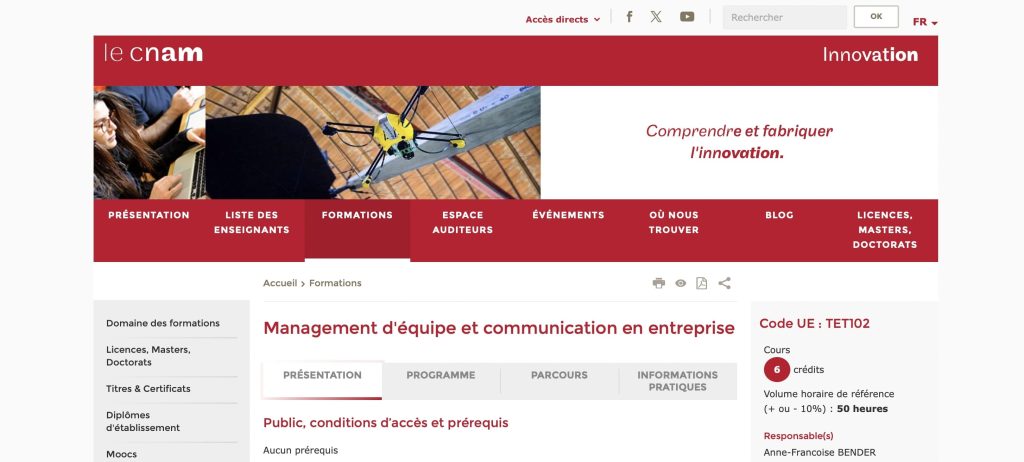 formation management cnam