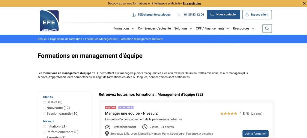 formation en management EFE