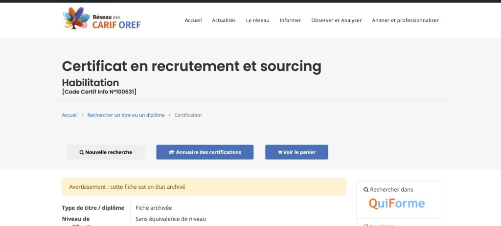 formation en recrutement France compétences