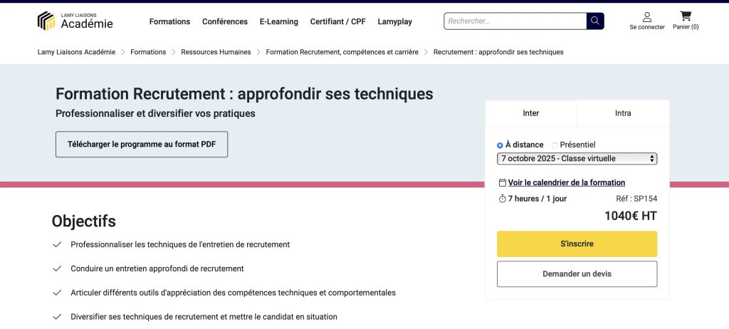formation au recrutement niveau 2 de Lamy Liaisons