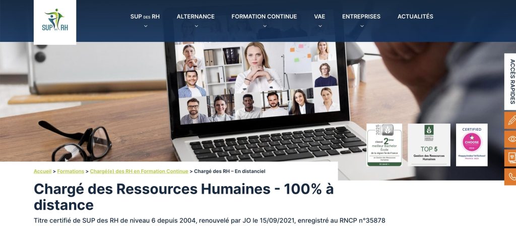 image de la licence RH à distance SUP des RH