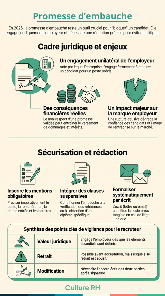 infographie promesse embauche cadre juridique redaction